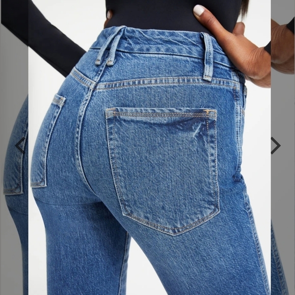 Good American good good curve straight leg distressed jeans size 25 - Picture 5 of 9